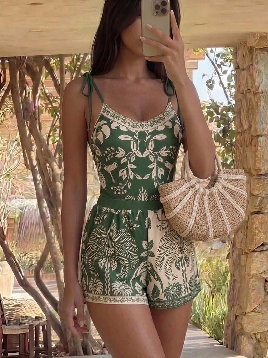 Swim Oasis 26SS Spring/Summer Vacation Fish BOHO Style One-Piece Swimsuit With Shorts 2 Pieces Set - Multicolor - View 1