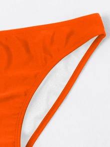 Swim Basics Women's Solid Color Minimalist Triangle Bikini Bottom Swimwear - Orange - View 5