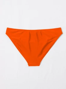 Swim Basics Women's Solid Color Minimalist Triangle Bikini Bottom Swimwear - Orange - View 2