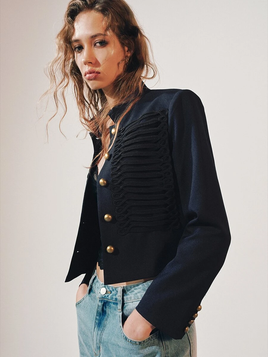 MOTF PREMIUM SINGLE-BREASTED STAND COLLAR JACKET