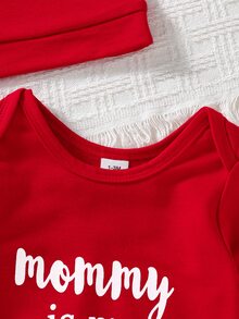 SHEIN 2pcs Newborn Baby Photography Outfit Set, Festive Red Printed Jumpsuit For Baby Boy & Girl, Cute Infant Party Gift, Baby Photo Props, Autumn - Hot Pink - View 6