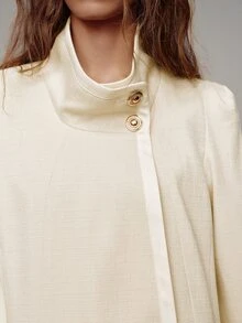 MOTF PREMIUM Minimalistische Kurzjacke mit Stehkragen und Doppelreiher - Aprikosenfarben - Übersicht 2
