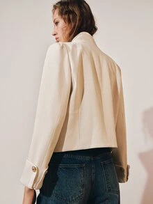 MOTF PREMIUM Minimalistische Kurzjacke mit Stehkragen und Doppelreiher - Aprikosenfarben - Übersicht 5