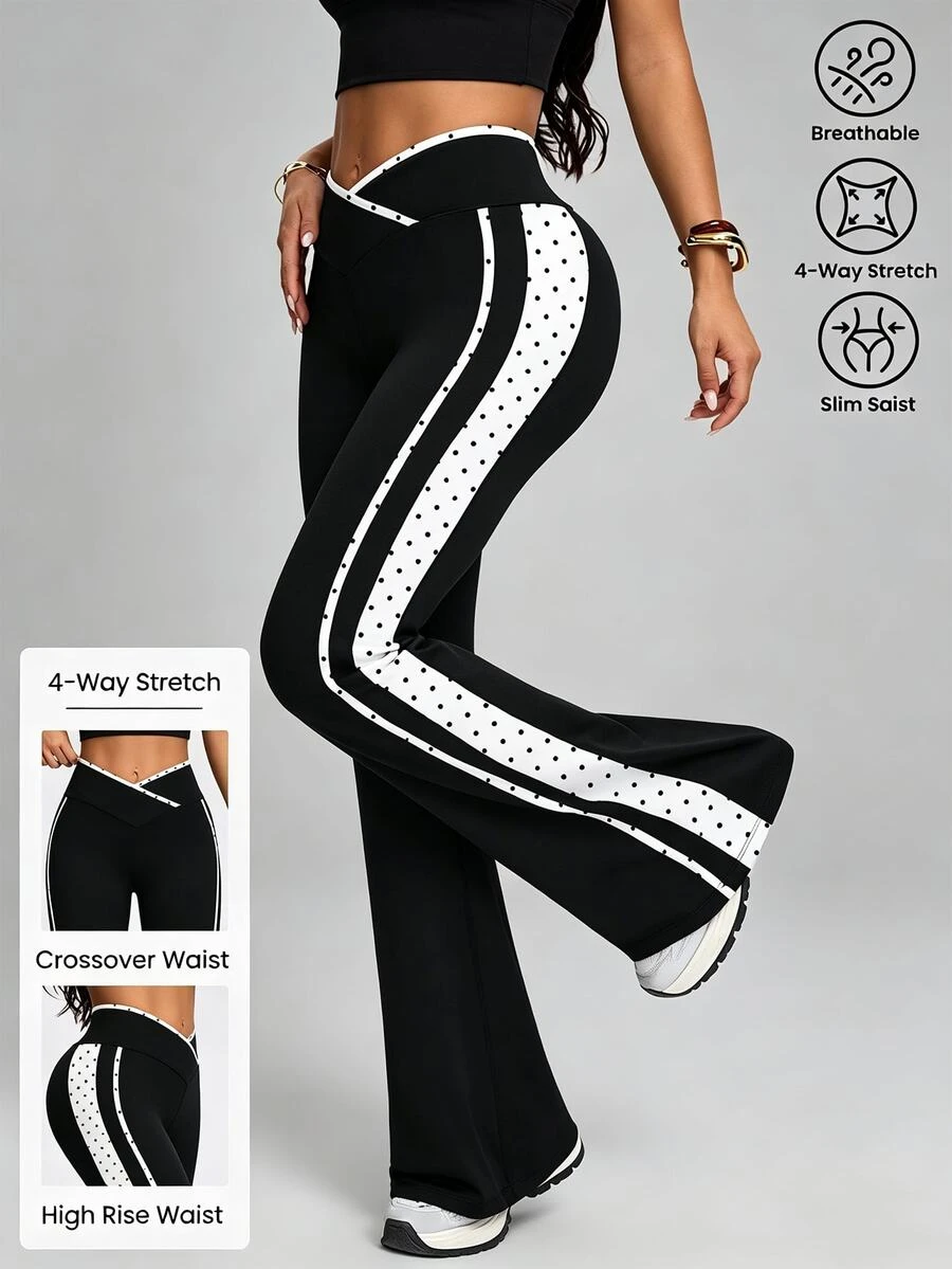 Slayform Women's Colorblock Polka Dot Print Sports Pants - Multicolor - View 1