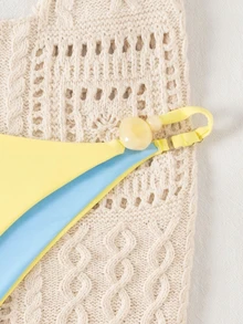 SHEIN Swim Women's Pale Yellow Bikini Bottom,Adjustable Triangle Beaded Swimwear, Beach Casual Summer Vacation Holiday Swimwear - Light Yellow - View 6
