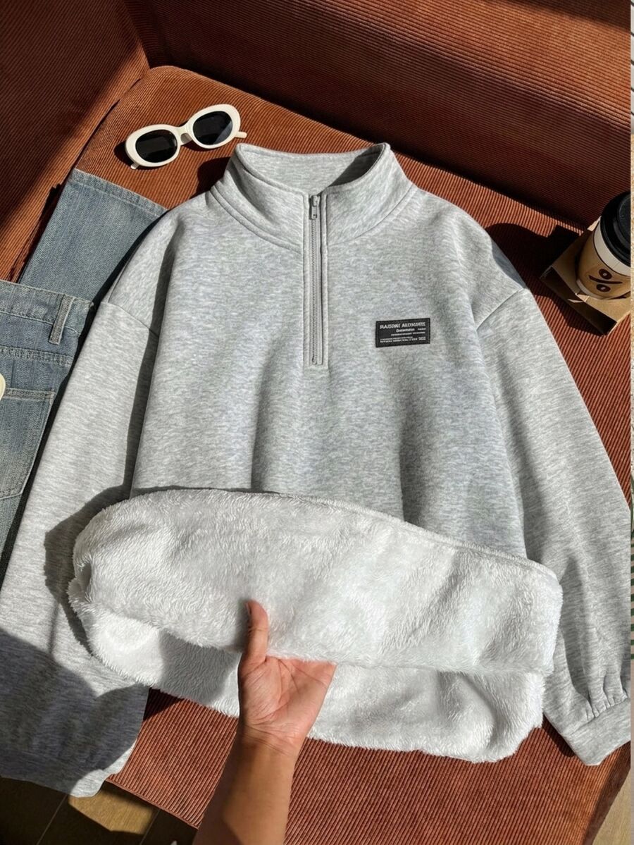 Comfortcana Plus Size Women's Denim Casual Versatile Everyday Sweatshirt - Light Grey - View 1