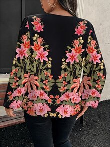 Travachic Plus Size Casual Minimalist Floral Pattern Shirt Suitable For All Seasons - Multicolor - View 7