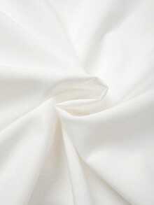GlowEve CURVE Plus Size Women Solid Color Faux Pearl Decor Short Puff Sleeve Single-Breasted Elegant Blouse - White - View 3