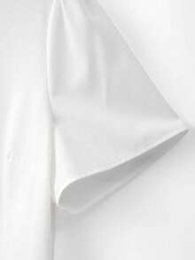 GlowEve CURVE Plus Size Women Solid Color Faux Pearl Decor Short Puff Sleeve Single-Breasted Elegant Blouse - White - View 6