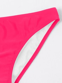 Swim Basics Bottom de bikini de unicolor, adecuado para vacaciones y playa - Rosado Sandía - Ver 3