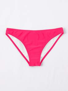 Swim Basics Bottom de bikini de unicolor, adecuado para vacaciones y playa - Rosado Sandía - Ver 5