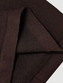 SHEIN MOD Celana Rajut Cokelat Tua Nyaman dengan Model Mengembang dan Detail Tali Serut Berkerut yang Bergaya, Celana Cokelat Tua, Celana Model Lonceng untuk Wanita, Celana Model Lonceng - Coklat - View 7
