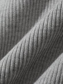 FRIFUL Women's Autumn Contrast Collar Slim Fit Ribbed Sweater - Grey - View 9