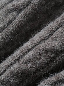FRIFUL Cardigan Rajut Wanita Musim Gugur dengan Tudung, Warna Kontras, Kain Berbulu, dan Resleting Ganda - Grey - View 11
