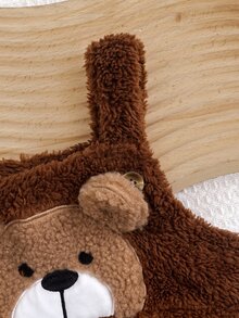 LMoss Kids أوفرول لطيف بتصميم دب من الفرو للأولاد الرضع، دافئ ومريح ومثالي لفصلي الخريف والشتاء. - الأزرق - مشاهدة 3