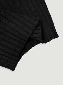 SHEIN MOD Plus Size Knit Sheer Waist Drawstring Midi Skirt And Sleeveless Deep V Neck Top Set,Gothic Two Piece Set,Two Piece Set Women Skirt,Woolen Suit - Black - View 8
