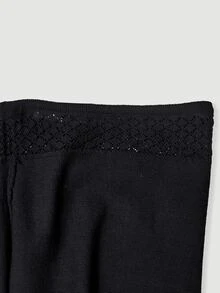 SHEIN MOD Plus Size Knit Sheer Waist Drawstring Midi Skirt And Sleeveless Deep V Neck Top Set,Gothic Two Piece Set,Two Piece Set Women Skirt,Woolen Suit - Black - View 9