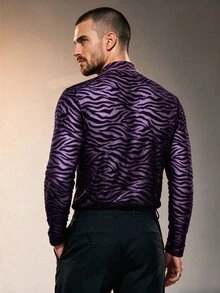 ZURIURI Men's Semi-Sheer Casual Long Sleeve T-Shirt - Purple - View 2