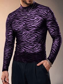 ZURIURI Men's Semi-Sheer Casual Long Sleeve T-Shirt - Purple - View 6