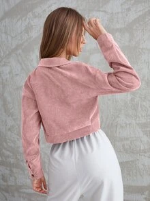 Mulvari Cazadora corta de pana con bolsillo con solapa con botón - Rosa vieja - Ver 2