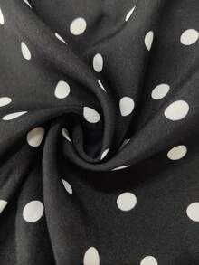 SHEIN Franclia Polka Dot Print Lace Patchwork Skirt - Black and White - View 3