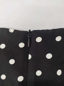 SHEIN Franclia Polka Dot Print Lace Patchwork Skirt - Black and White - View 5