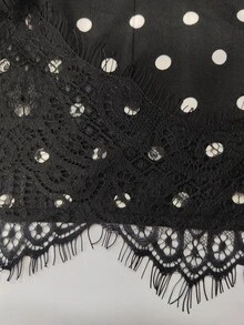 SHEIN Franclia Polka Dot Print Lace Patchwork Skirt - Black and White - View 4