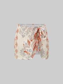 Swim Oasis Women's Multi-Color Bohemian Floral Print One-Piece Swimsuit With Wrap-Around Cover Up Skirt - Multicolor - View 7