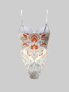 Swim Oasis Women's Multi-Color Bohemian Floral Print One-Piece Swimsuit With Wrap-Around Cover Up Skirt - Multicolor - View 9
