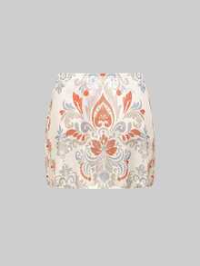 Swim Oasis Women's Multi-Color Bohemian Floral Print One-Piece Swimsuit With Wrap-Around Cover Up Skirt - Multicolor - View 8
