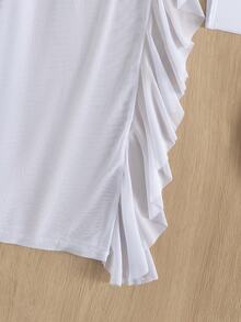 SHEIN Swim Basics Summer Beach 3 件裝純色十字交叉掛脖比基尼和罩褲 - 白色 - 查看 5