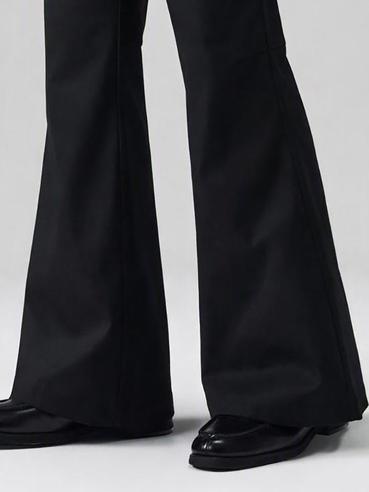 STYNVO Men's Fashion Button Pleated Flared Dress Pants, Versatile - Black - View 4