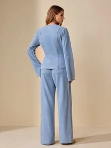 Selenza Women's Elegant Loose Fit Denim Top For Commute And Date - Light Wash - View 7