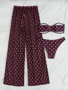 Costavie Vacation Beach Polka Dot Print 3 PiecesSeparates Swimwear - Multicolor - View 2