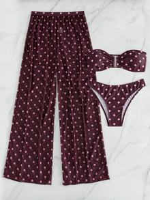 Costavie Vacation Beach Polka Dot Print 3 PiecesSeparates Swimwear - Multicolor - View 4