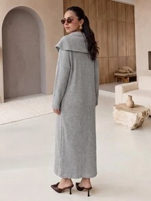 Mulvari Jaket Wanita Polos Kasual Serbaguna Lengan Panjang Berkerudung untuk Pemakaian Sehari-hari - Grey - View 2