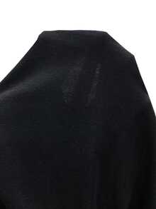 EMERY ROSE Solid Asymmetrical Neck Cut Out Tee Fall Cloth For Women - Black - View 3
