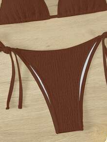 Swim Mod Women's Swimwear Set, Random Print, Copyright Purchased For Summer Beach Vacation - Coffee Brown - View 3