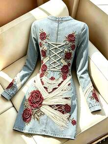 Selamara Women's Casual Long Sleeve Printed Dress, Halloween Dress - Multicolor - View 2