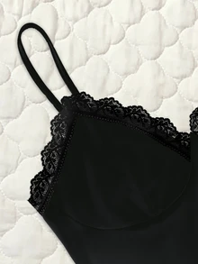 IslaSuriya Women's Sexy Fashion Lace Patchwork Camisole Top For Date - Black - View 4