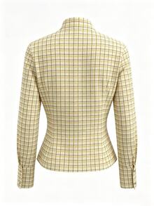 IslaSuriya Plaid Collar Long Sleeve Women's Shirt - Yellow - View 8