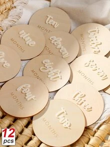 SHEIN Newborn Age Photography Props Set, Minimalist Round Design Autumn Fall - Beige - View 2