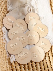 SHEIN Newborn Age Photography Props Set, Minimalist Round Design Autumn Fall - Beige - View 5