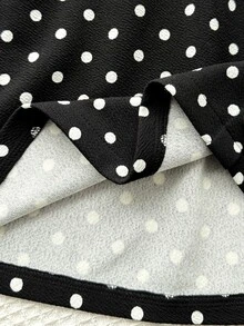 SHEIN Tween Girl Elegant Urban Chic Polka Dot Print Long Sleeve Jacket And Mini Skirt 2Pcs Set - Black - View 14