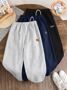 SHEIN Set Celana Jogging Anak Laki-Laki 3 Potong Kasual Motif Huruf, Celana Jogging Chic, Paket Celana Olahraga - MultiWarna - View 1
