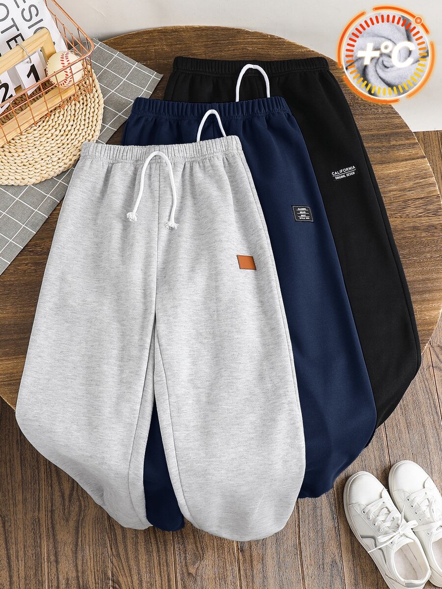 SHEIN Set Celana Jogging Anak Laki-Laki 3 Potong Kasual Motif Huruf, Celana Jogging Chic, Paket Celana Olahraga - MultiWarna - View 1