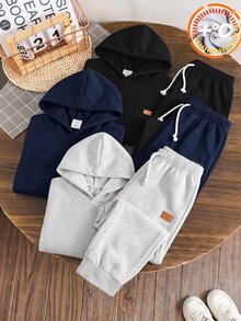 SHEIN Set Celana Jogging Anak Laki-Laki 3 Potong Kasual Motif Huruf, Celana Jogging Chic, Paket Celana Olahraga - MultiWarna - View 7