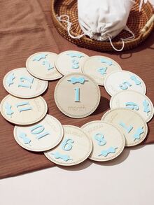SHEIN Newborn Photography Photoshoot Baby Shower Set With Birth Certificate Plaque Beige Summer Kawaii Cute Autumn Fall - Blue - View 4
