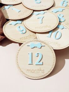 SHEIN Newborn Photography Photoshoot Baby Shower Set With Birth Certificate Plaque Beige Summer Kawaii Cute Autumn Fall - Blue - View 2