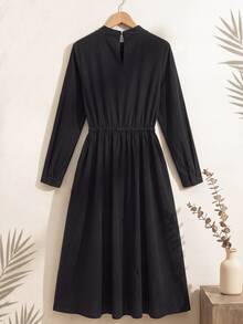 Rusticease Elegant Party Dresses Black Solid Color Casual Maxi Party Dress For Middle-Aged Women 2026 Fall Winter Dress Women's Winter Clothes Cotton - Black - View 2